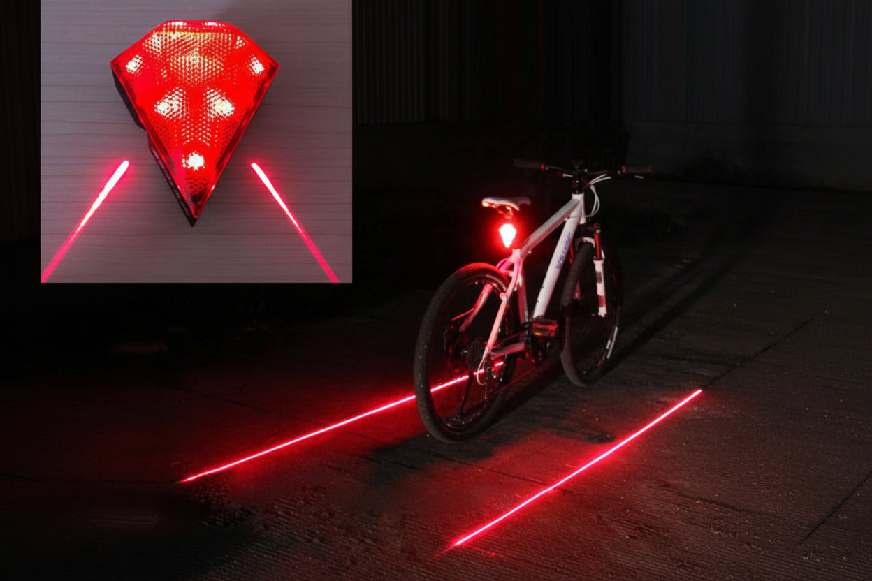 Feu arrière vélo LED laser rechargeable USB visibilité nuit